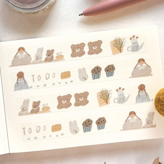 Ranmyu / Washi Tape - Girl and Bear