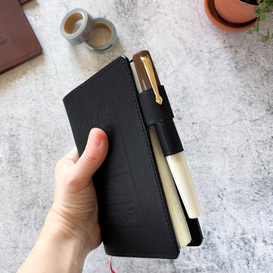 The Superior Labor / Stamped A6 Leather Notebook Cover - Black