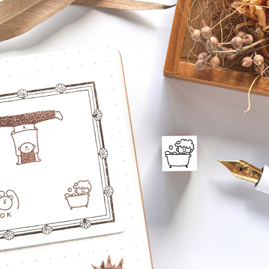 Peppoko / Mini Rubber Stamp - Bath Time