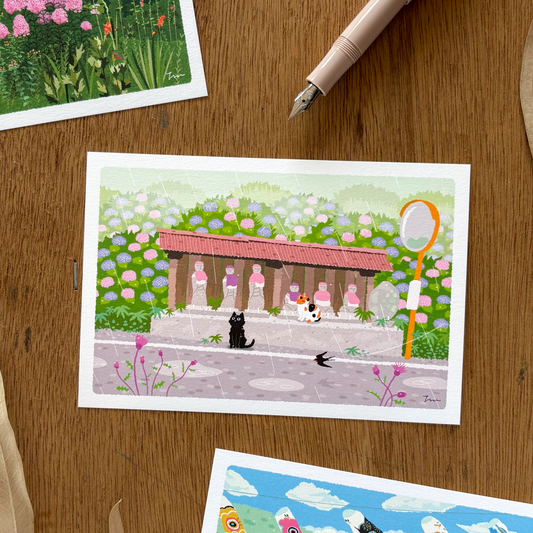 Toshinori Mori / Traveling Cat Postcard - Summer / Rainy Day