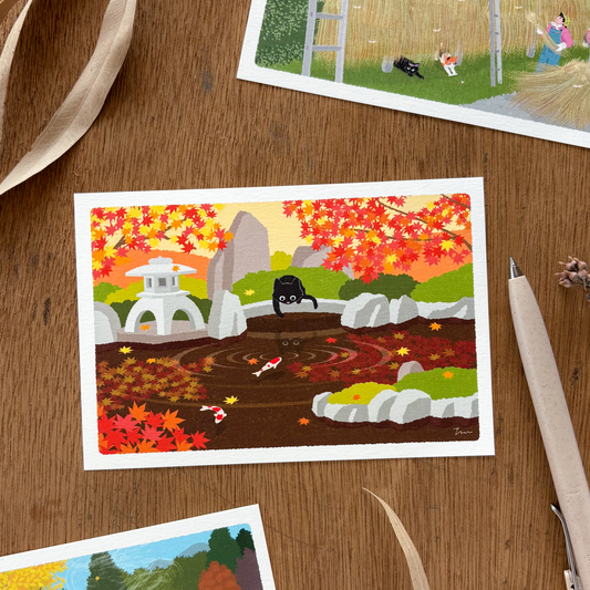 Toshinori Mori / Traveling Cat Postcard - Autumn / Who are you?