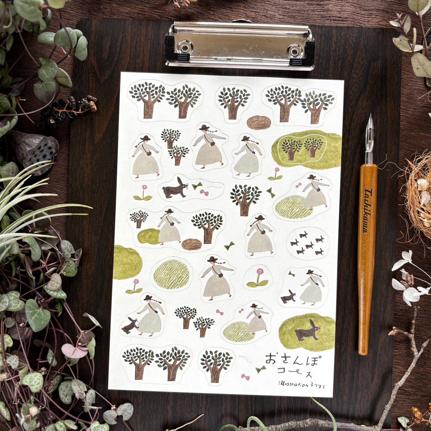 Necktie / Stickers - Walking (A5 size)