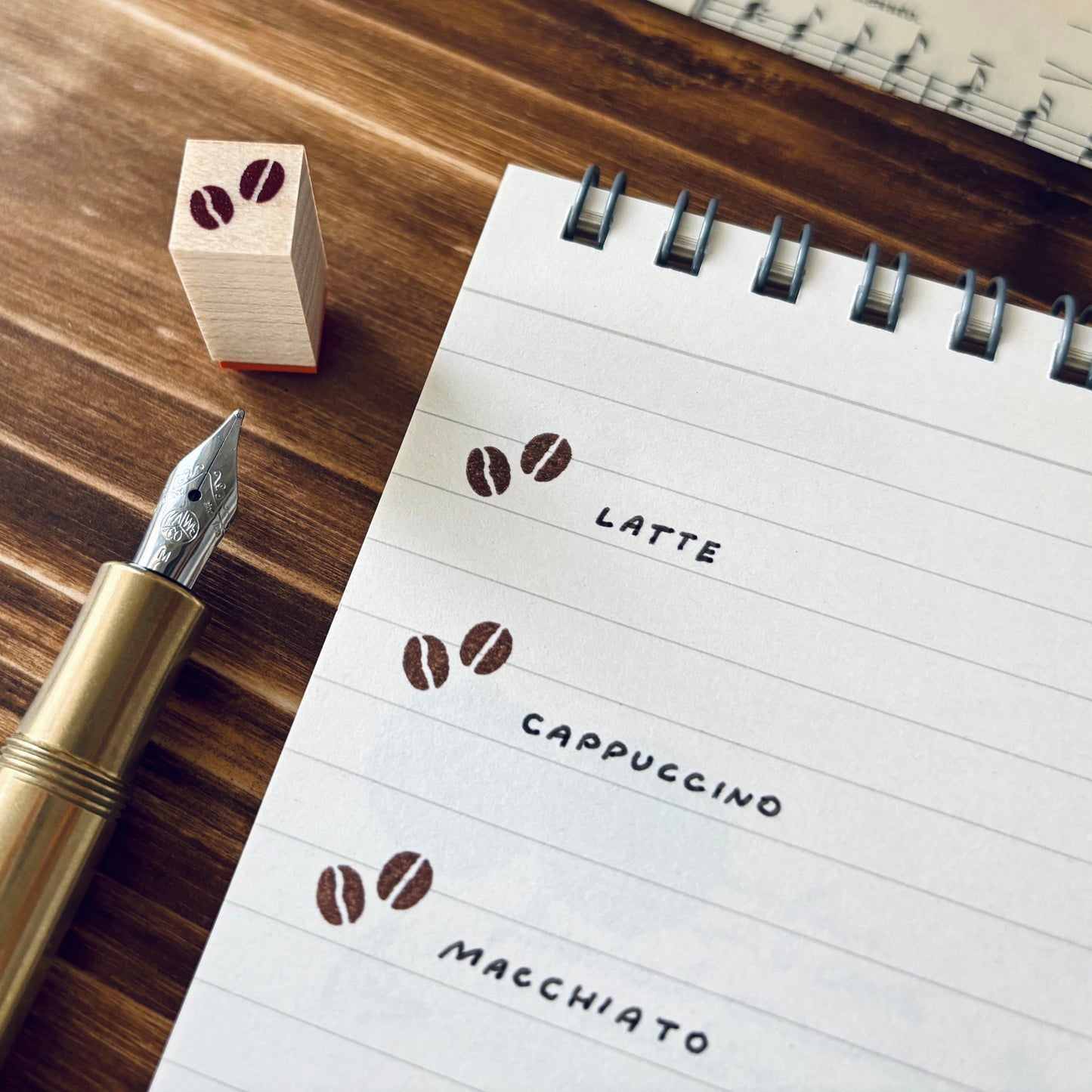 coffee bean rubber stamp