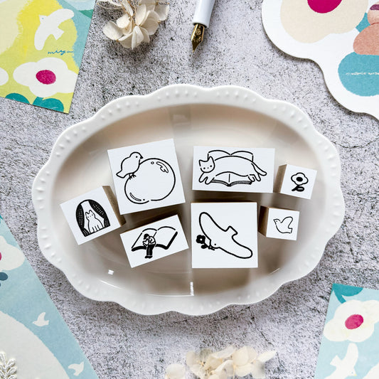 Nodoka Miyashita / Rubber Stamp - Cat by the Window