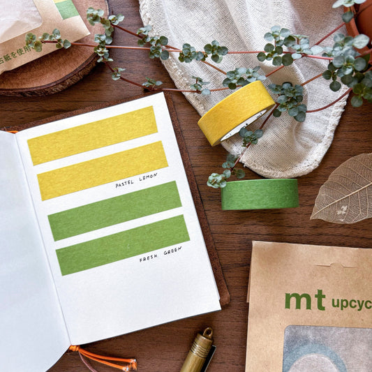 mt / Upcycle Washi Tape Set - Pastel Lemon x Fresh Green