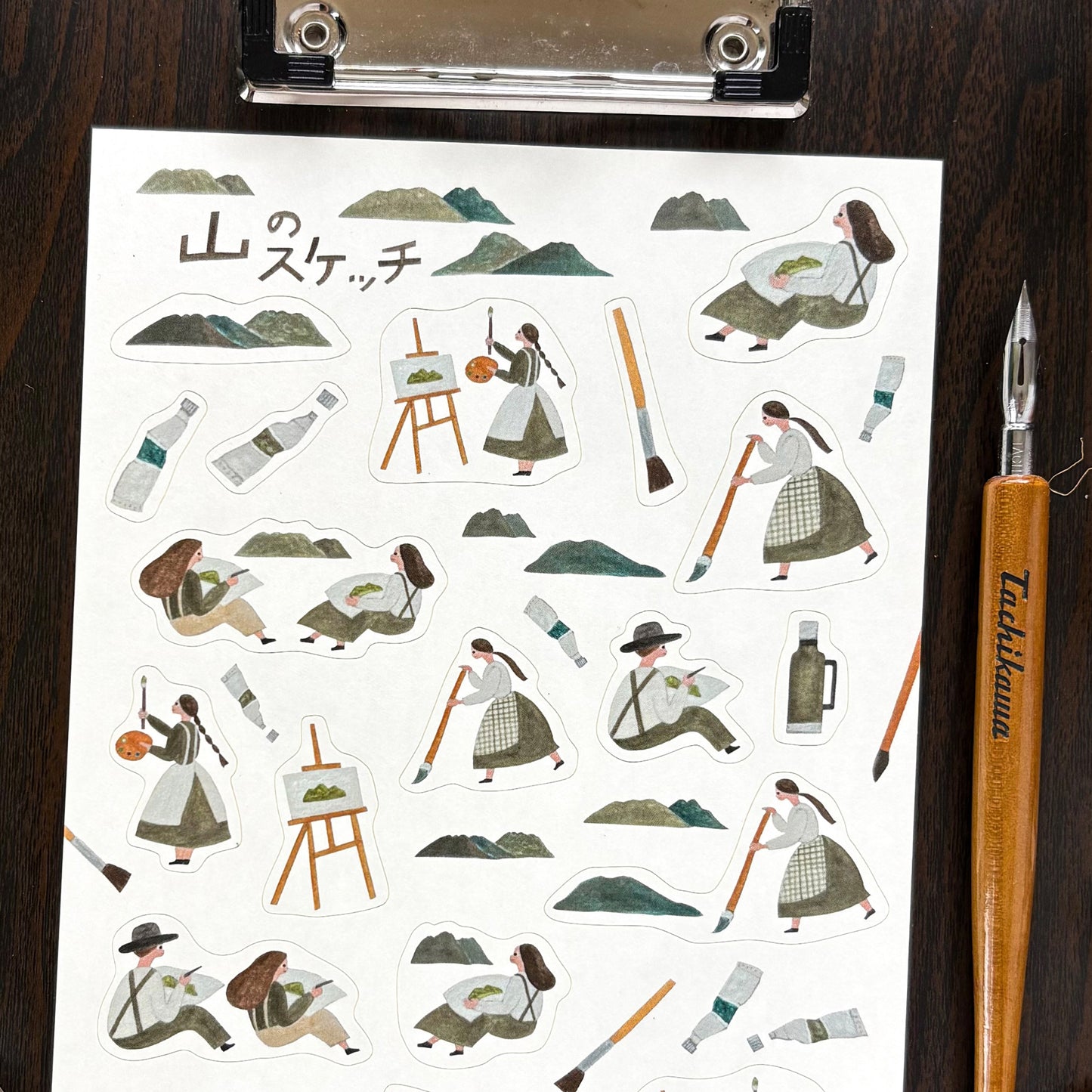 Necktie / Stickers - Moustain Sketch (A5 size)