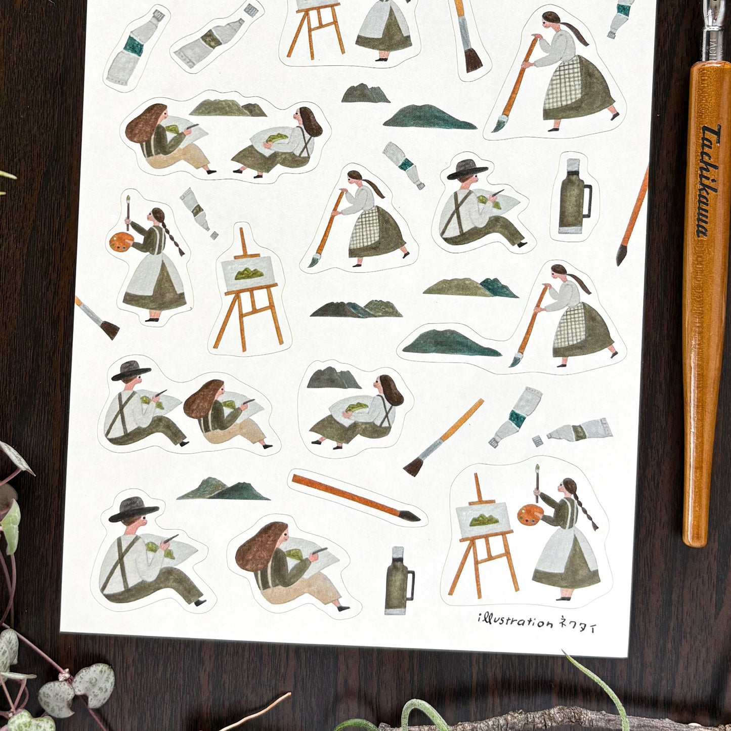 Necktie / Stickers - Moustain Sketch (A5 size)