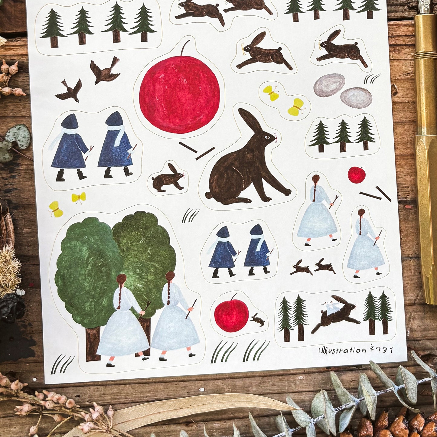 Necktie / Stickers - Twin Forest (A5 size)