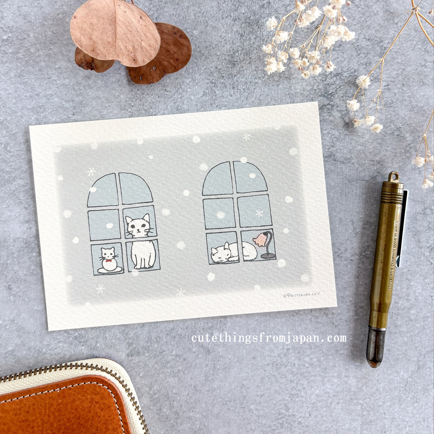 Pottering Cat Postcard - Happy January