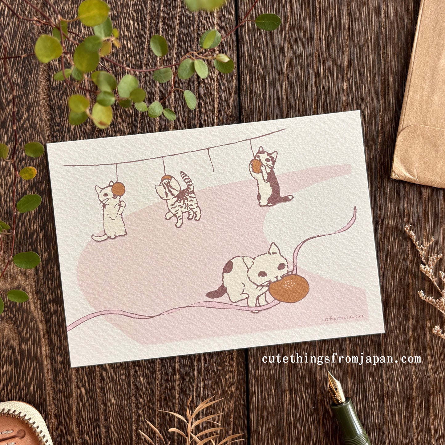 Pottering Cat Postcard - Happy October