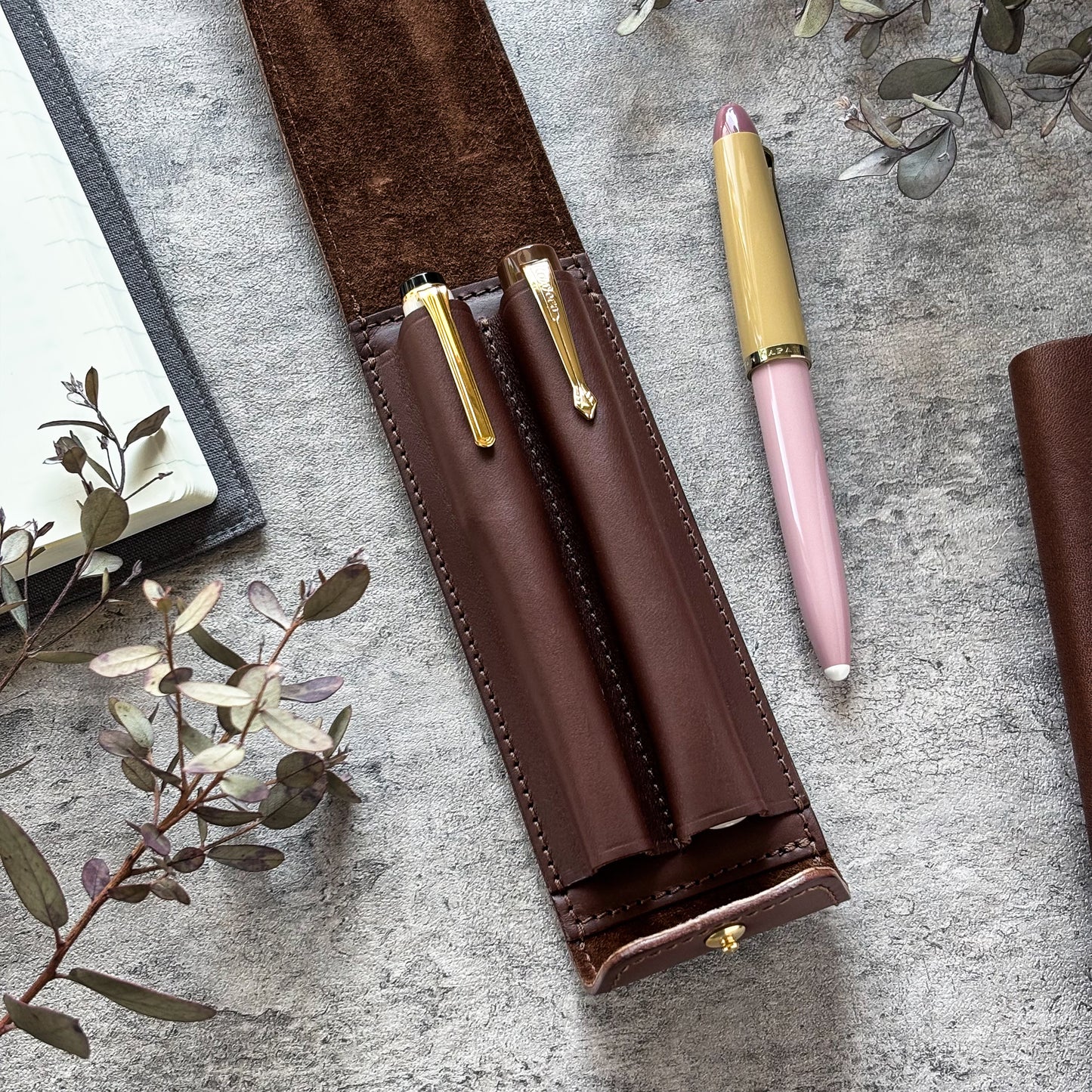 The Superior Labor / INGRASSATO Leather Fountain Pen Case - (2 Pens)