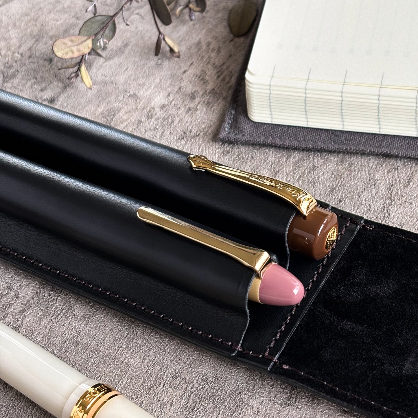 The Superior Labor / INGRASSATO Leather Fountain Pen Case - (2 Pens)