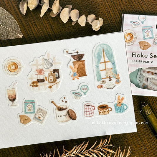 Waka Nakauchi Flake Stickers - Bunny's Cafe Time