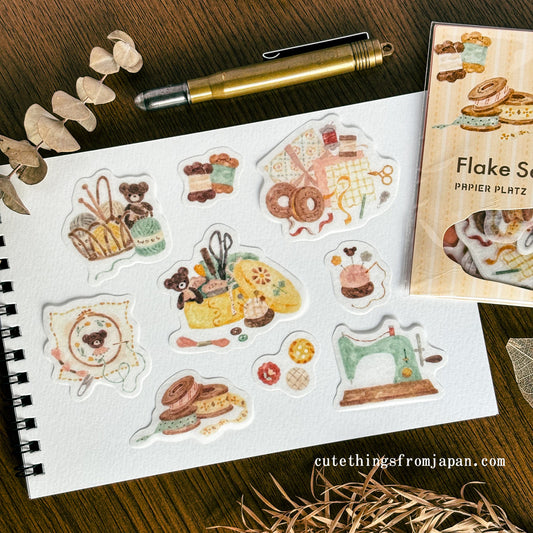 Waka Nakauchi Flake Stickers - Sweing Bear