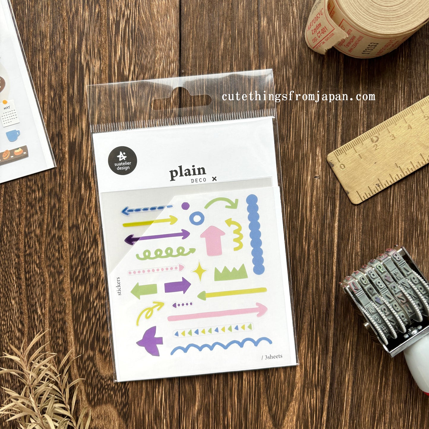 Plain Deco Stickers (3 sheets) - Plain #73