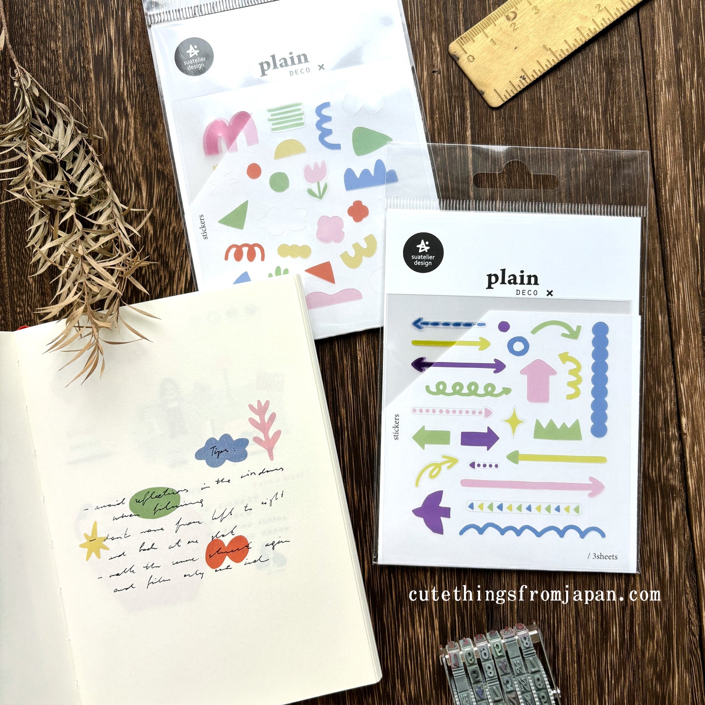 Plain Deco Stickers (3 sheets) - Plain #73