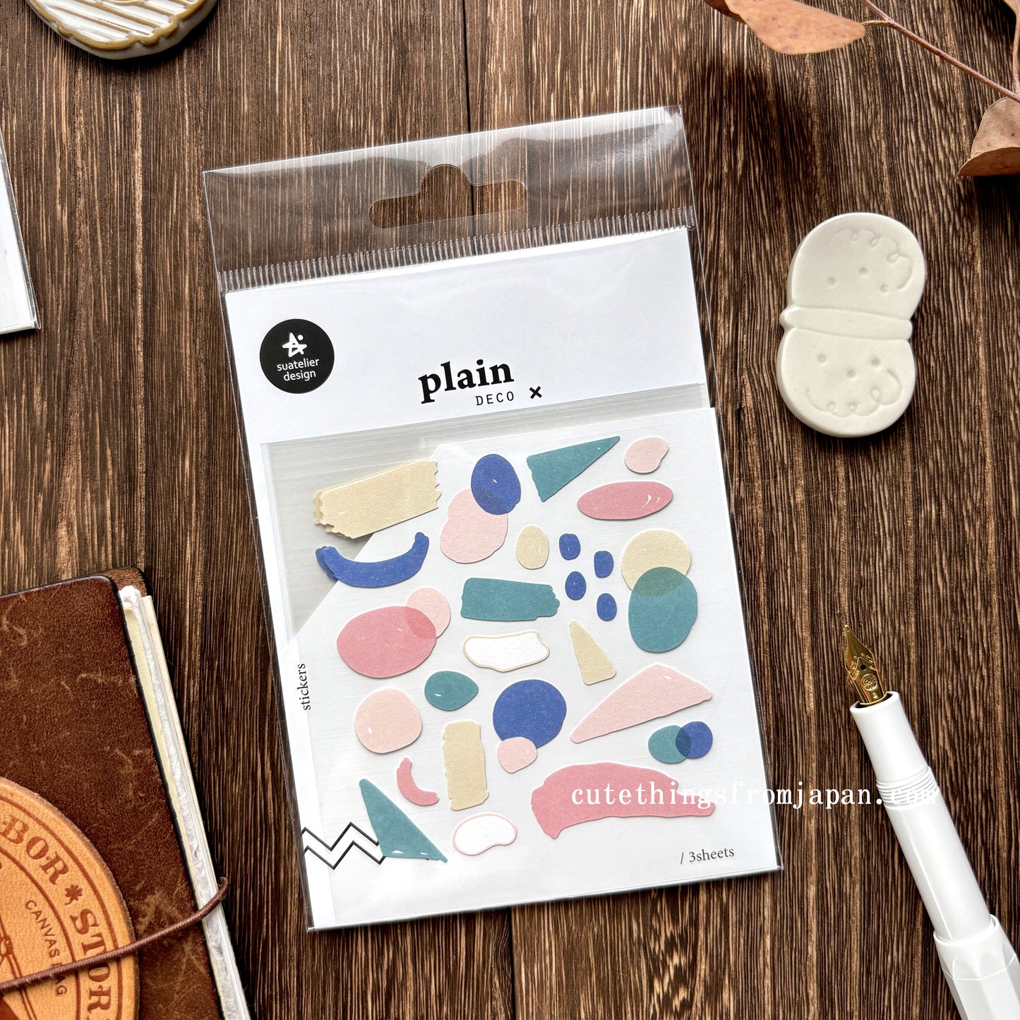 Plain Deco Stickers (3 sheets) - Plain #17