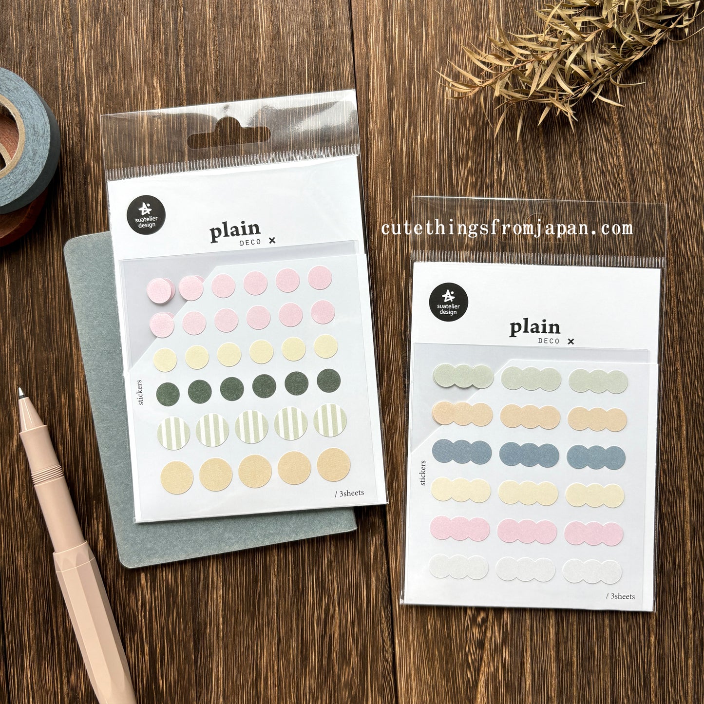 Plain Deco Stickers (3 sheets) - Plain #70
