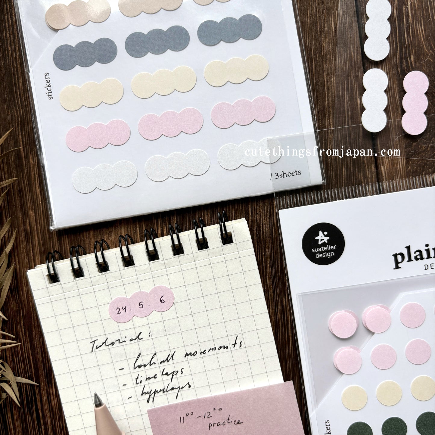 Plain Deco Stickers (3 sheets) - Plain #70