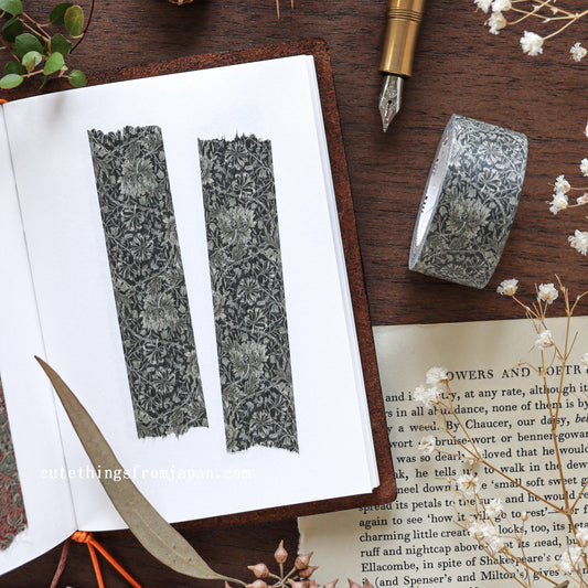 William Morris x mt Washi Tape - Pure Honeysuckle & Tullip Black ink