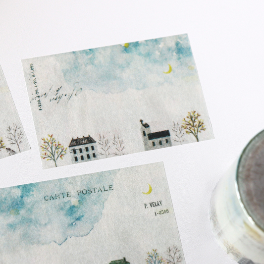 Yohaku / Roll Tracing Paper Sticky Note - Little Town