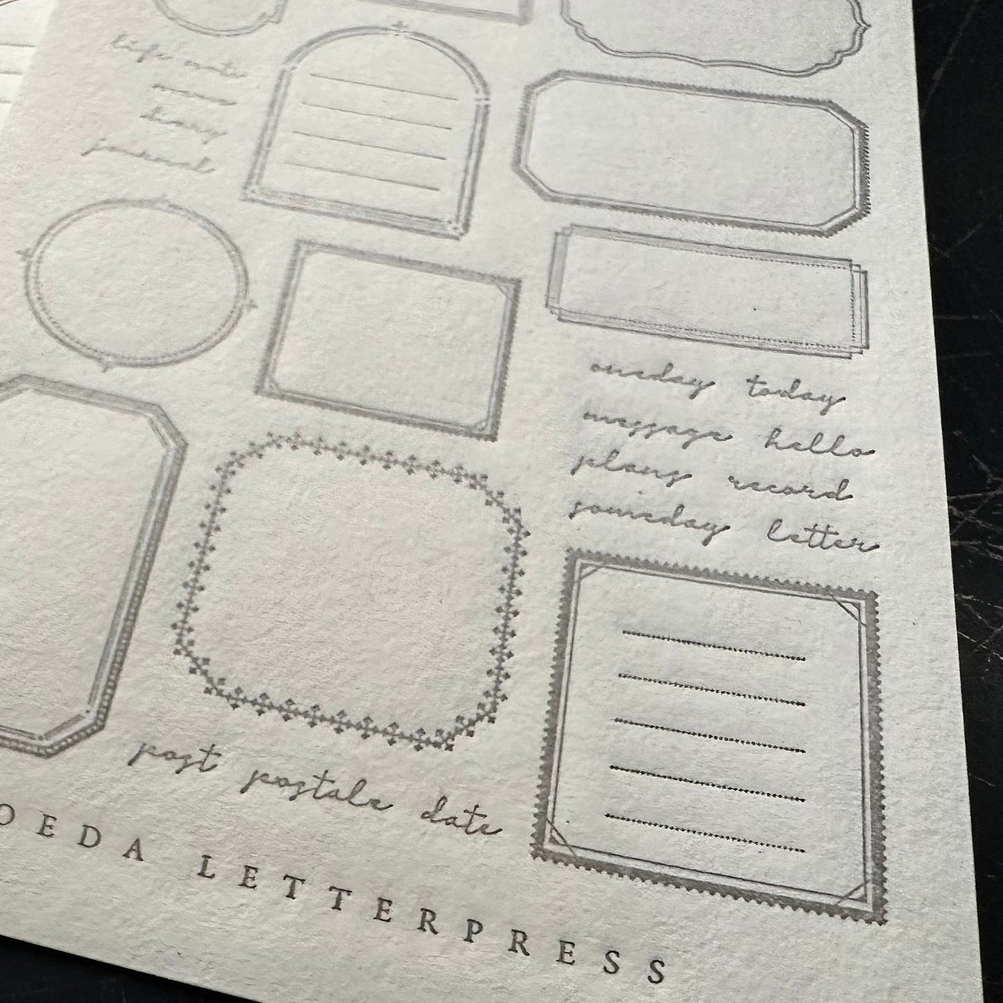 Letterpress Sticker Sheet - Frames