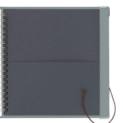 eric Leather String-tie Notebook w/t pocket - Deep Green Cover (kraft paper)