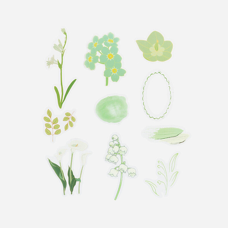 Green Blossom Flake Stickers