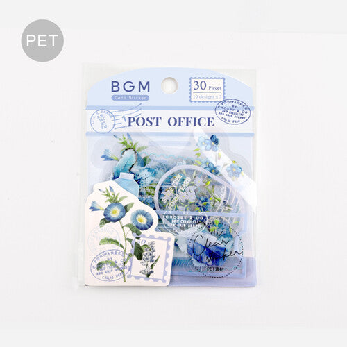 Post Office Flake Stickers - Blue Flowers