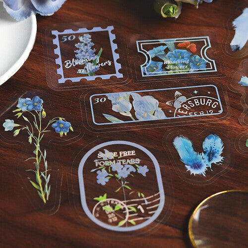 Post Office Flake Stickers - Blue Flowers