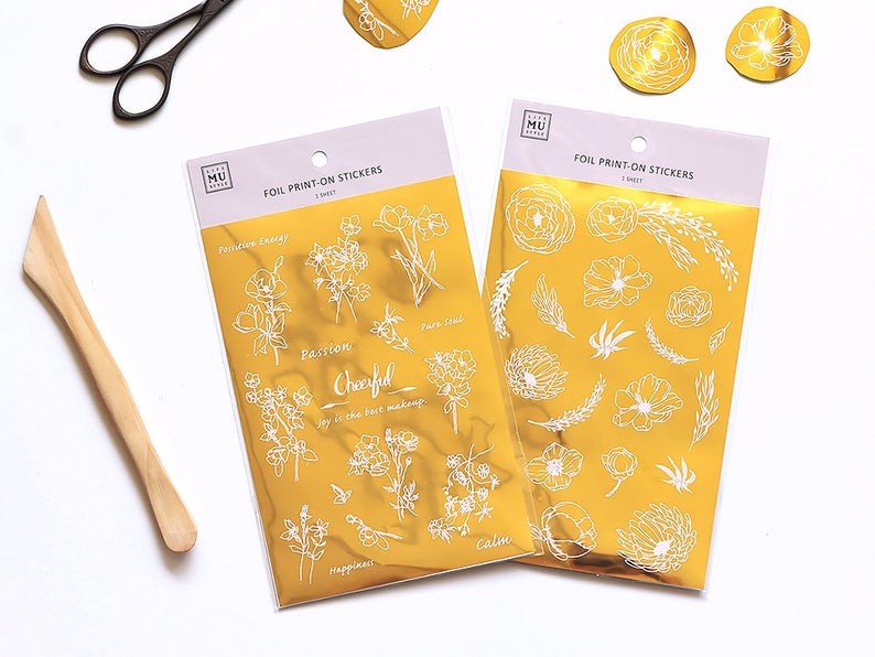 MU Gold Foil Print-on Stickers - Botanical