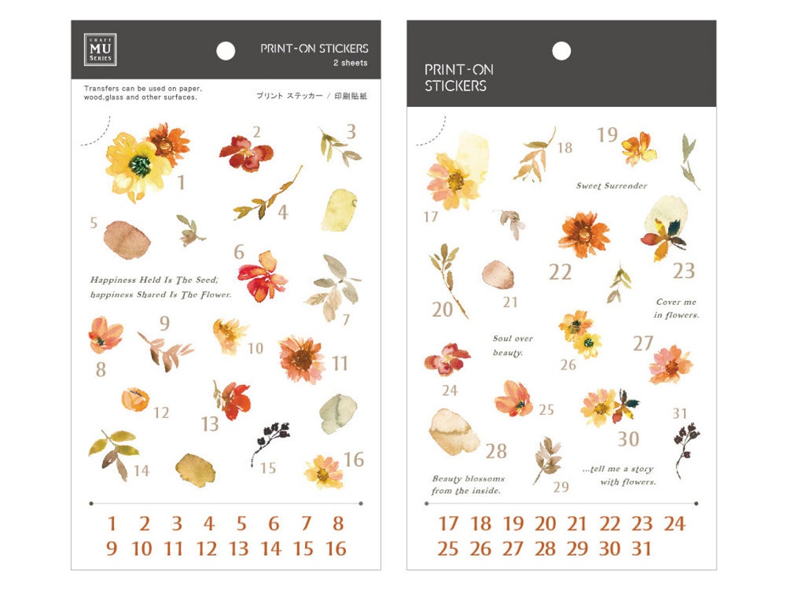 MU Print-on Stickers - Flowers Warm