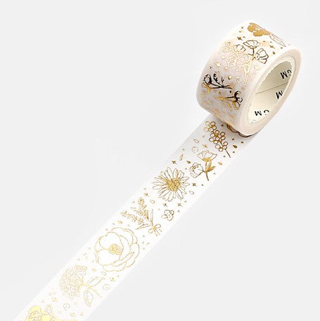 Washi Tape - Gold Flowers