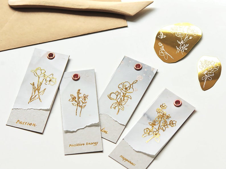 MU Gold Foil Print-on Stickers - Botanical