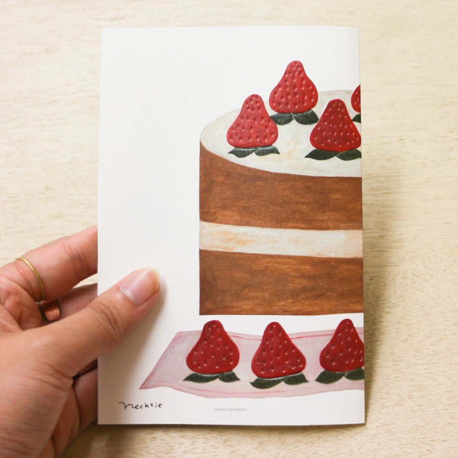 Necktie / Birthday Card - Strawberry Cake