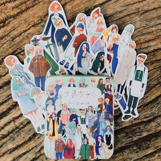 Sticker Set - Stationery Girls (30 pieces)