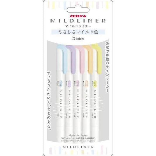 Zebra / Mildliner Highlighters - Yasashisa (5 Colors)