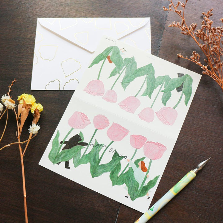 Necktie Birthday Card - Tulip