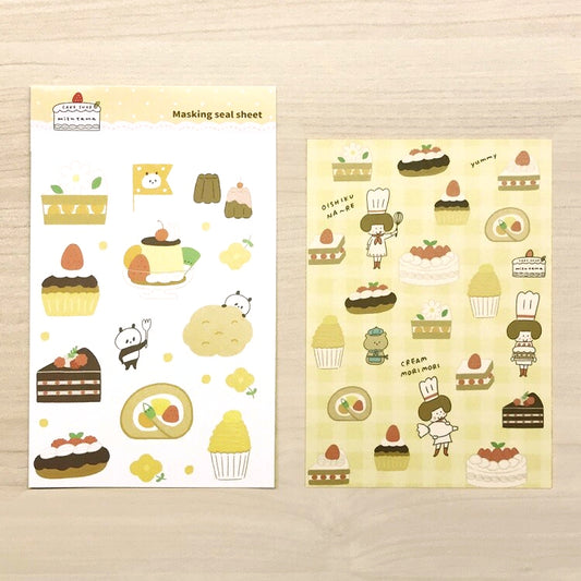 mizutama / Deco Stickers Set - Yummy Cakes (2 sheets)