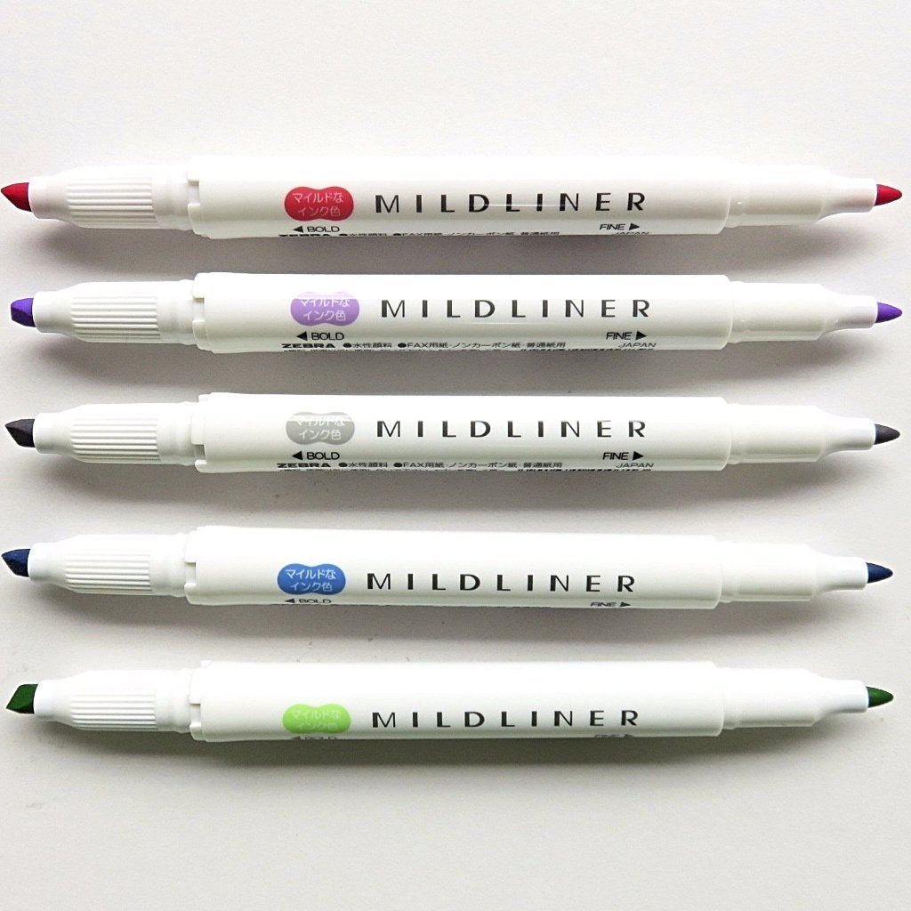 Zebra / Mildliner Highlighters - Shibu (5 Colors)