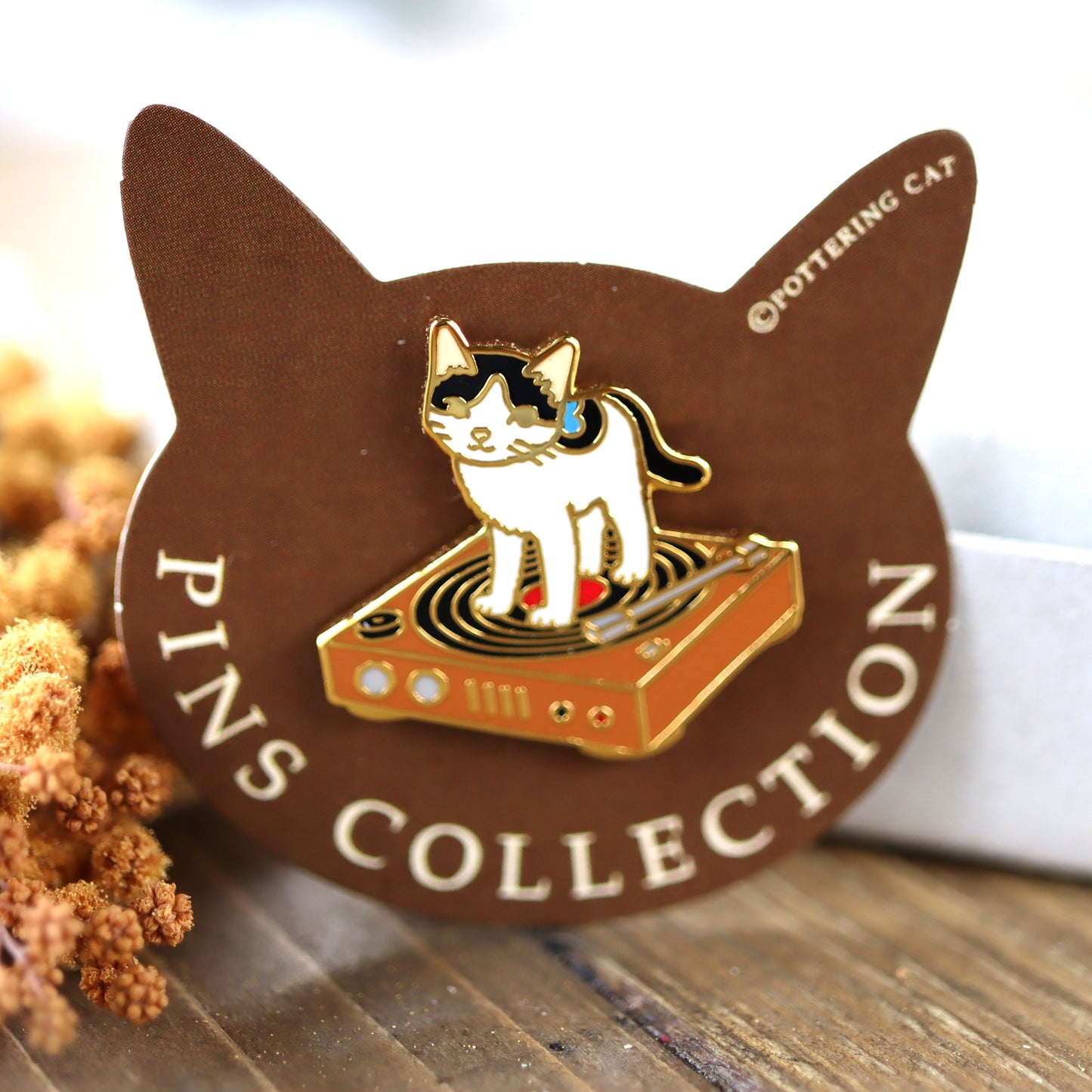 Pottering Cat Cat Pin - Record