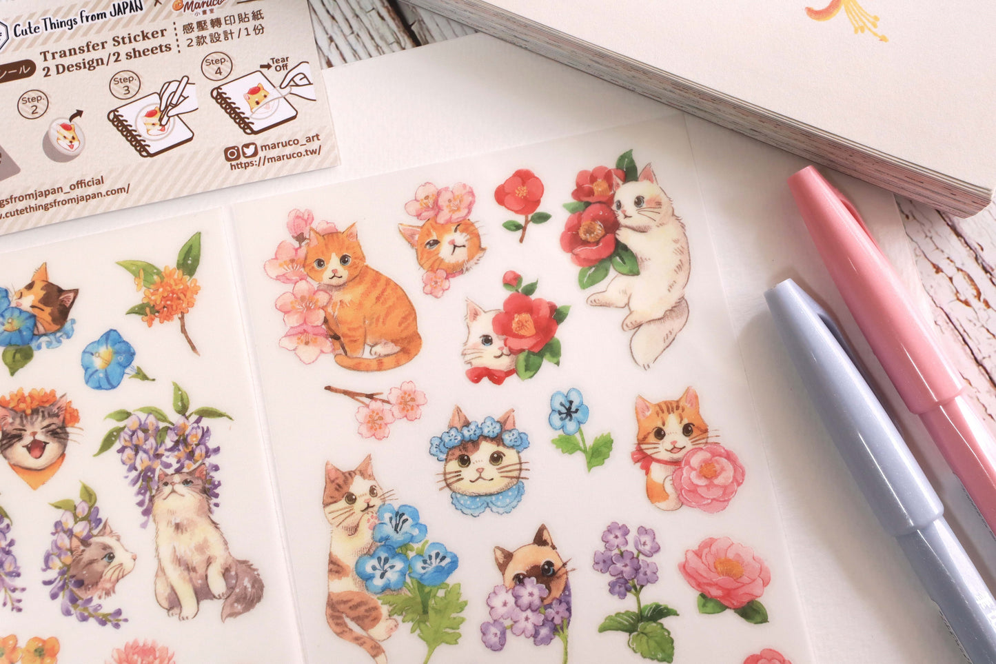 Print-on Stickers - Flower and Cat