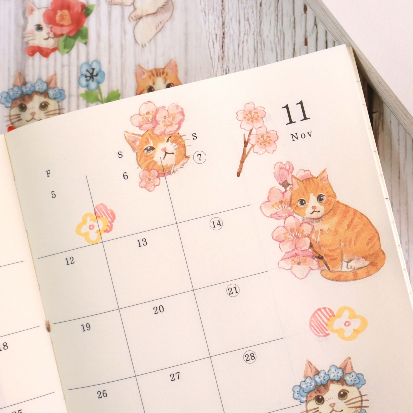 Print-on Stickers - Flower and Cat