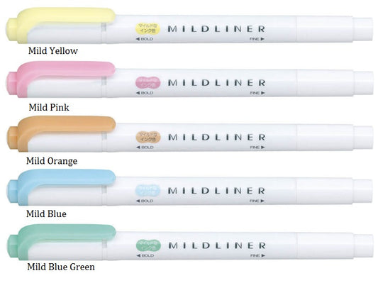 Zebra / Mildliner Highlighters - Neon (5 Colors)
