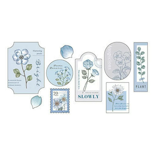 Pressed Flower Flake Stickers - Light Blue