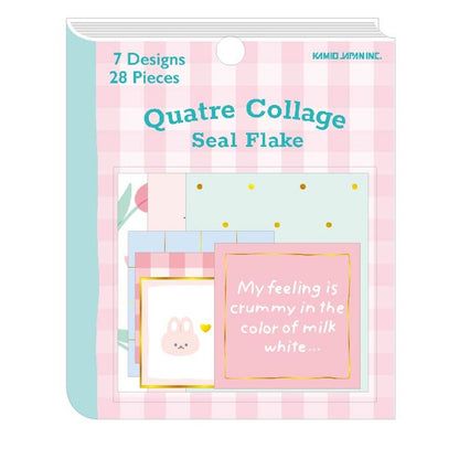 Collage Flake Stickers - Pink Bunny