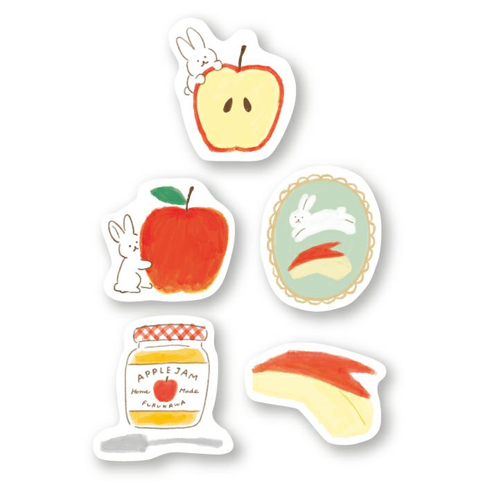 Autumn Limited Flake Stickers - Bunny & Apple