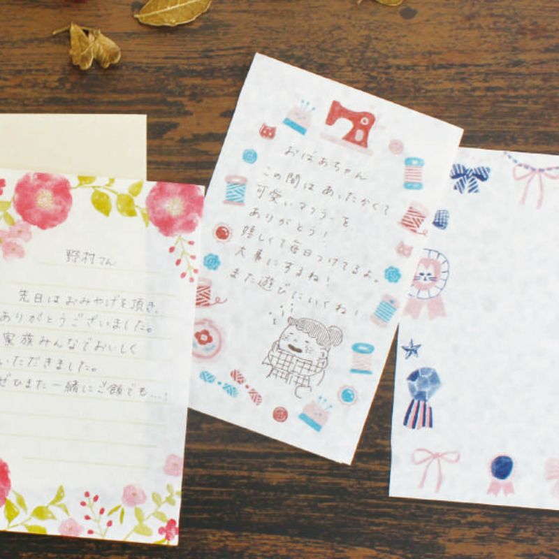 Mini Letter Set - Red Flowers (落水紙)
