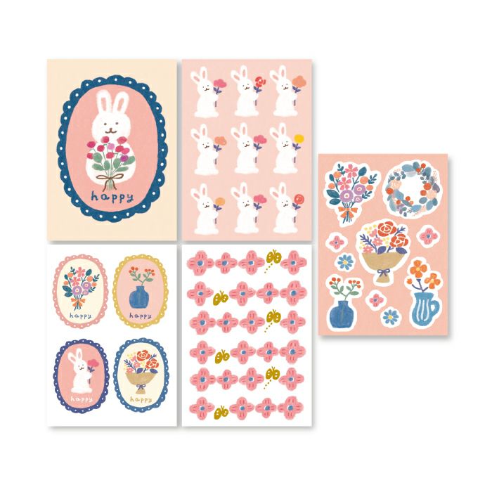 Winter Limited Flake Stickers - Rabbit & Flower