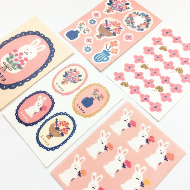 Winter Limited Flake Stickers - Rabbit & Flower